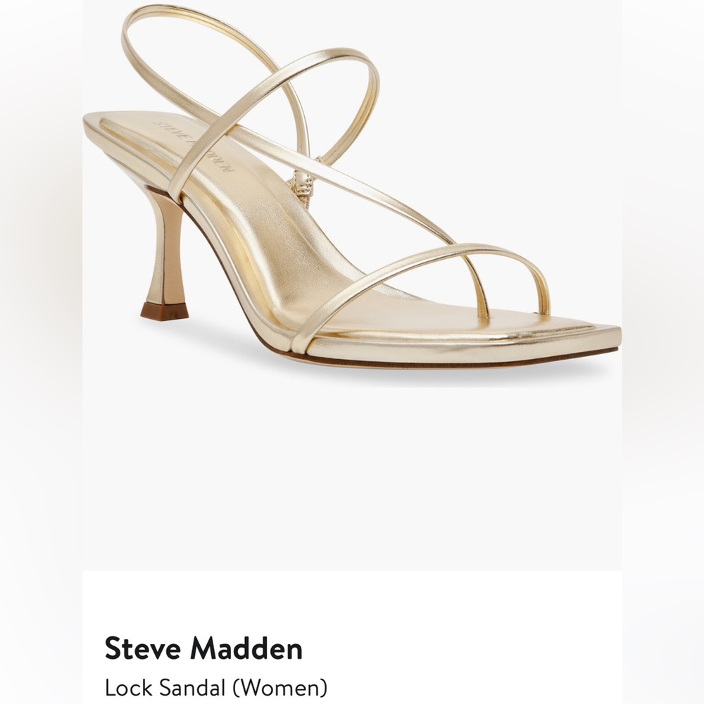 Steve Madden Lock Sandal- Gold Strappy Heels- 9.5